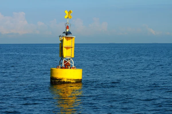 Yellow navigational buoy — Stock Photo, Image