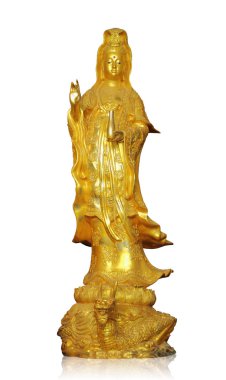 Golden statue of chineses female god isolated with clipping path clipart