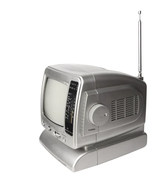 Mini analog television with transistor radio isolated clipping p — Stock Photo, Image