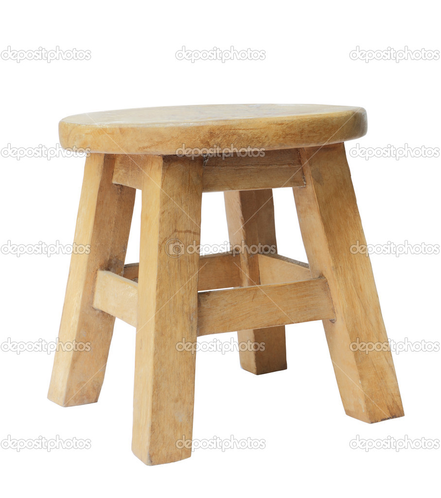 Wooden stool isolated by hand made isolated with clipping path.