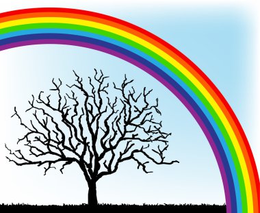 Tree and rainbow vecor clipart