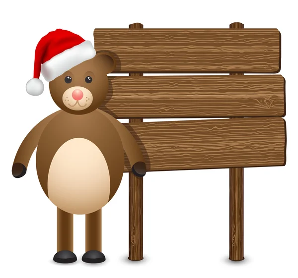 Teddy bear in een kerstman hoed — Stockvector