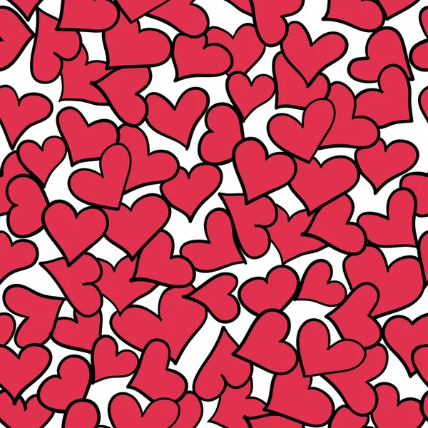 Patrón sin costuras de corazones rojos . — Vector de stock