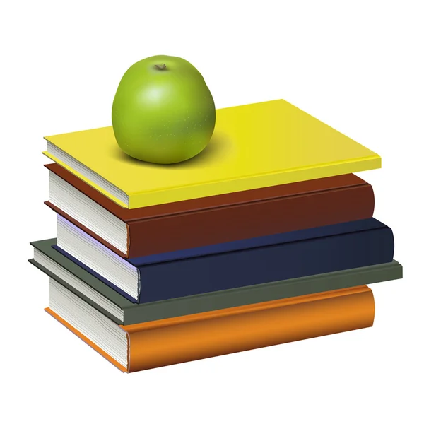 Libros y manzana — Archivo Imágenes Vectoriales