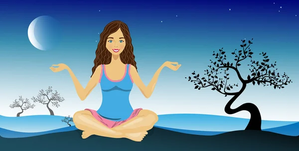 Yoga de mujer — Vector de stock