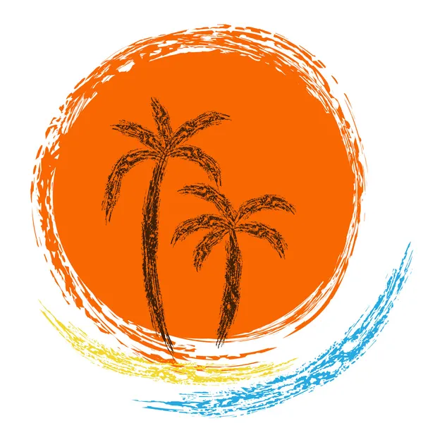 棕榈树和太阳. — 图库矢量图片