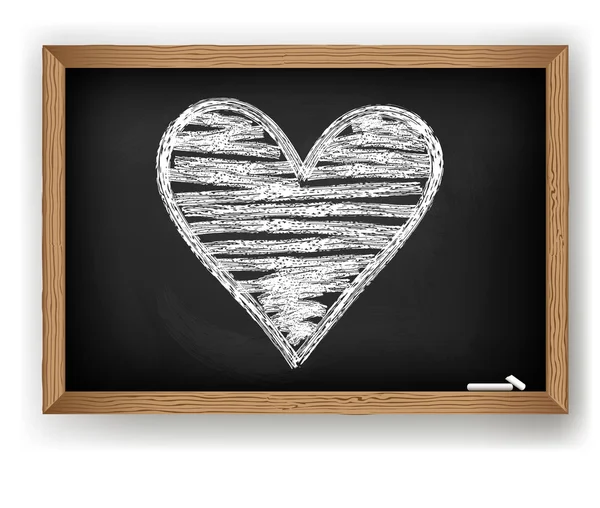 Vector image. Heart drawn in white chalk — Stock Vector