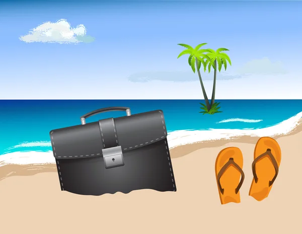 Bolsa de negocios en la playa — Archivo Imágenes Vectoriales