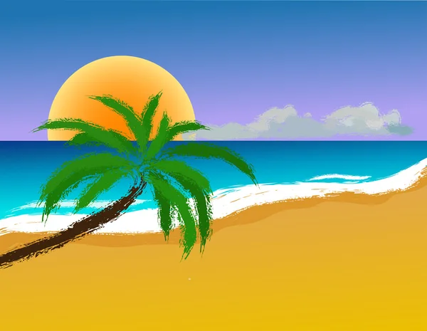 Palmeras en la playa — Vector de stock