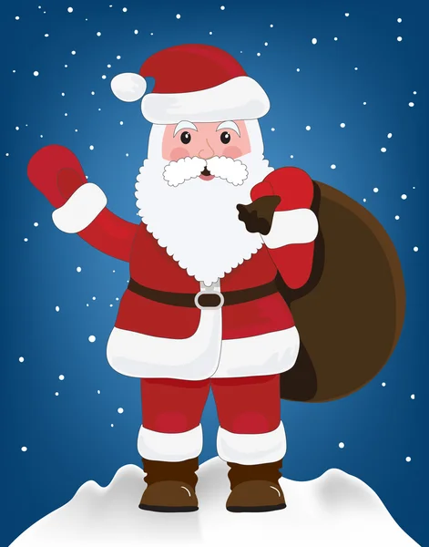 Santa Claus on sky background — Stock Vector