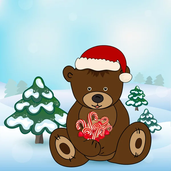 Noel Baba olarak bir kutu hediye holding bear — Stok Vektör