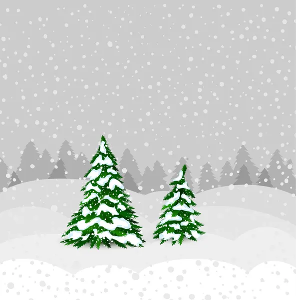 Invierno bosque fondo diseño en vector — Vector de stock