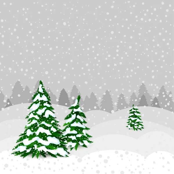 Winter forest in vector — Stockvector