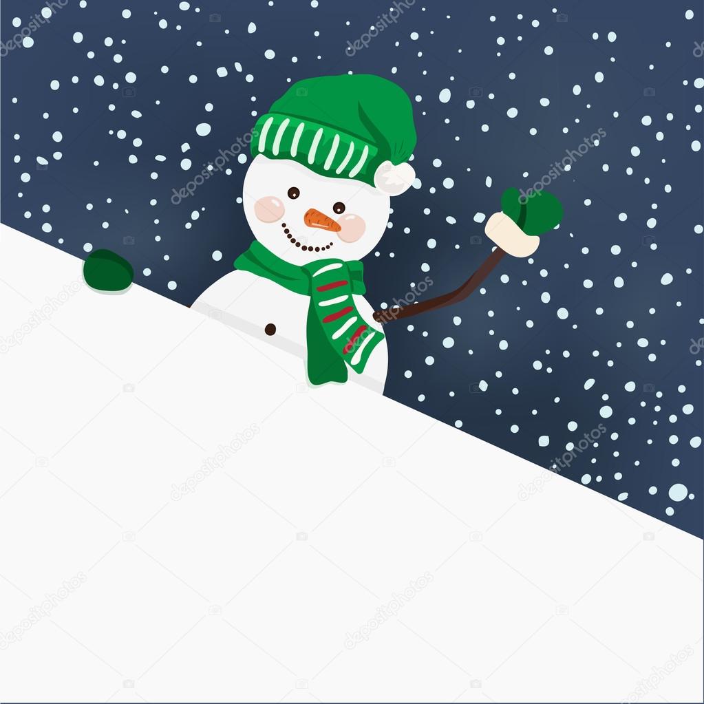Snowman holding for a banner in vector