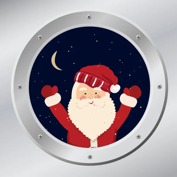 Santa Claus in porthole in vector — Stock Vector