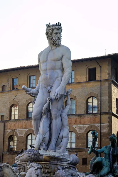 Συντριβάνι του Ποσειδώνα στην piazza della signoria στην Φλωρεντία, Τοσκάνη, Ιταλία — Φωτογραφία Αρχείου