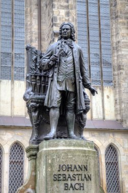 Monument for Johann Sebastian Bach in front of the Thomas Church (Thomaskirche). Leipzig, Germany