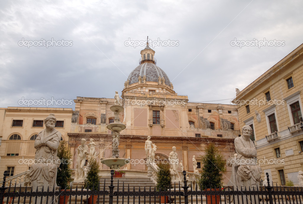 Piazza Pretoria (Pretoria square) in Palermo. Sicily, Italy