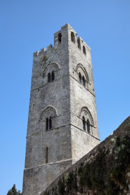 Ortaçağ kilise chiesa şüpheliler erice içinde kule. Sicilya, İtalya