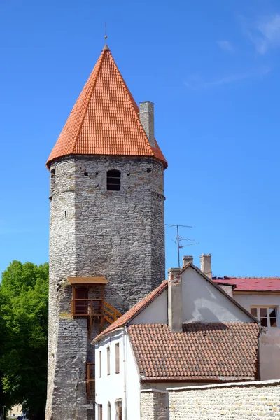 Wieże i mury Starego miasta. Tallinn, estonia — Zdjęcie stockowe