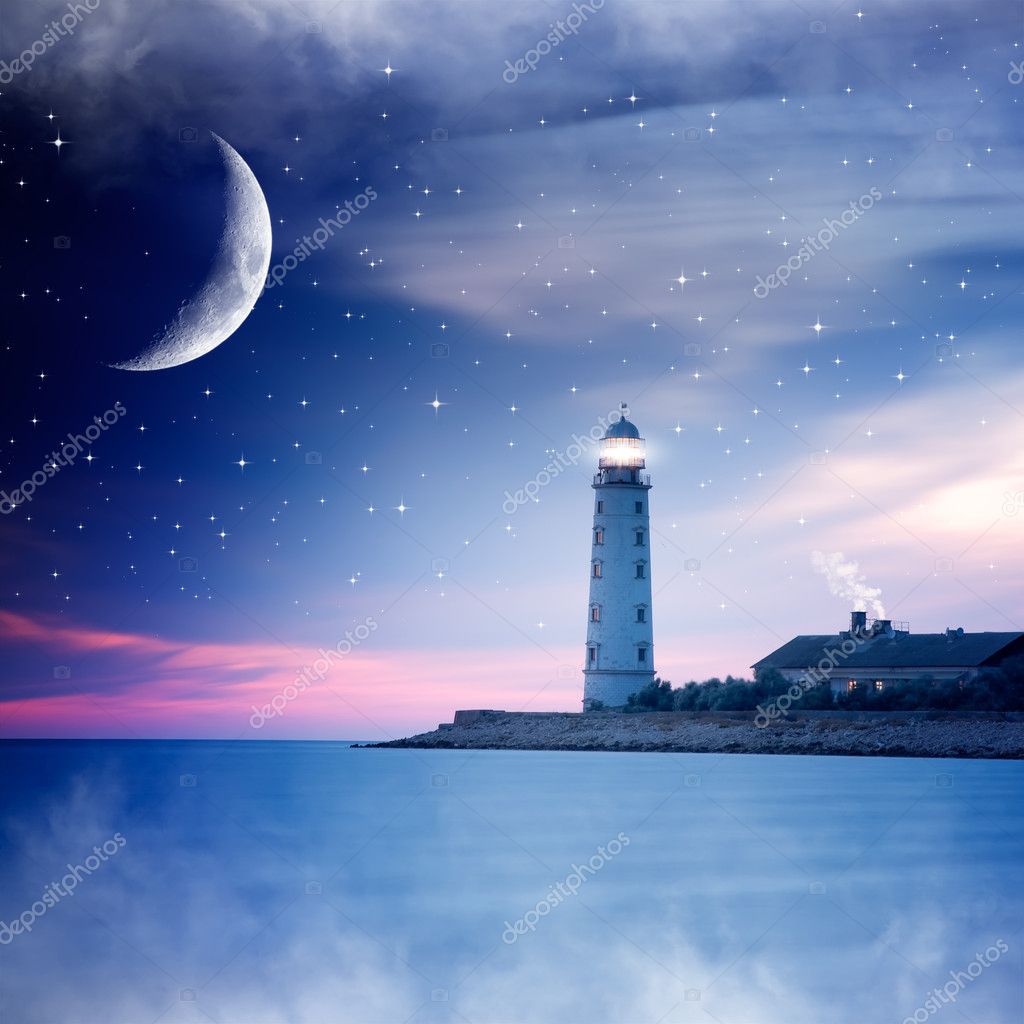 Lighthouse At Night Wallpaper