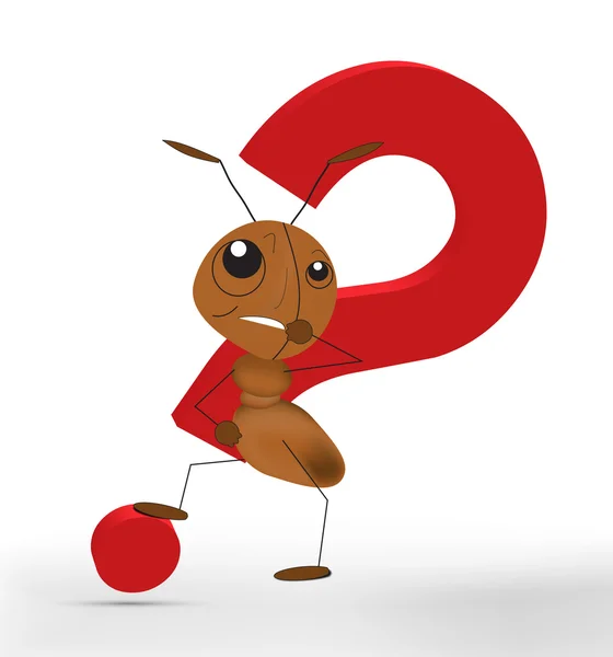 3D mravenec s červeným otazníkem — Stockový vektor