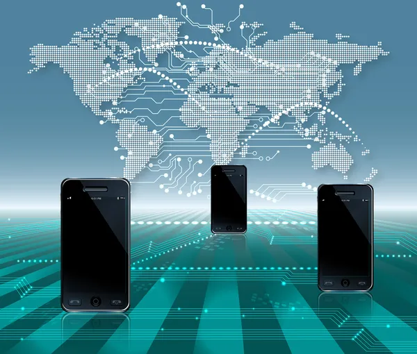 Telefon komórkowy komunikacji świecie — Wektor stockowy