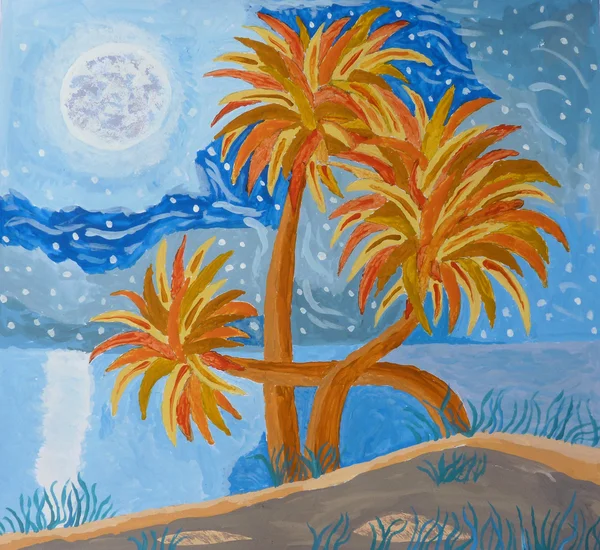 Ön natt hand målning — Stockfoto
