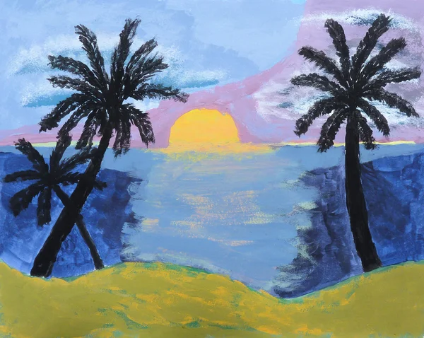 Tropikalny zachód malarstwo — Zdjęcie stockowe