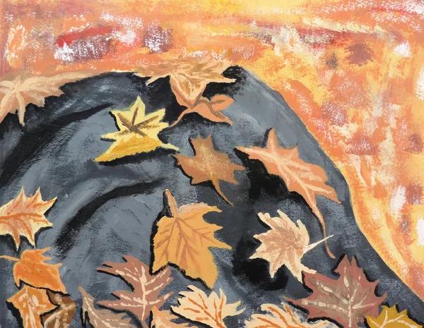 Foglie d'autunno sulla roccia — Foto Stock