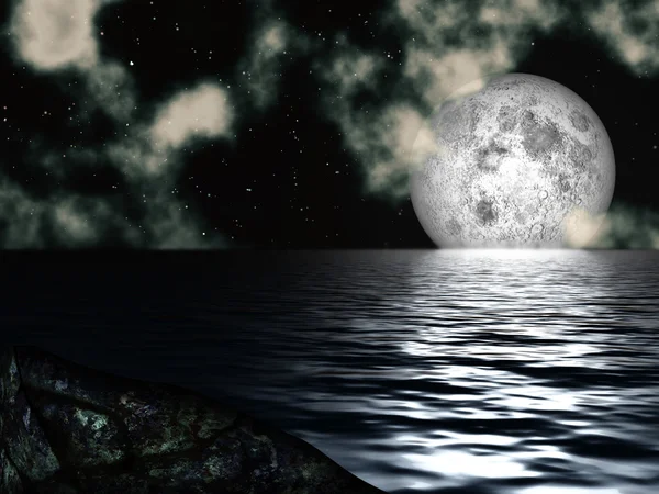 Night Sky Moon over the Sea — Stock Photo, Image