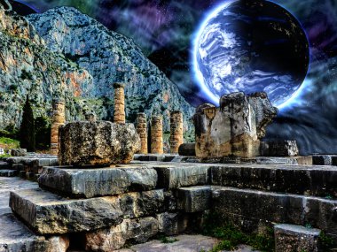 Delphi illüstrasyon mavi gezegen uzayda ile