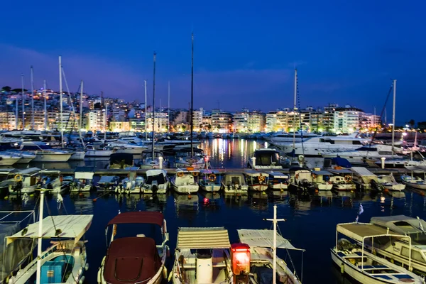 Piraeus Marina port in the night — Stock Photo, Image