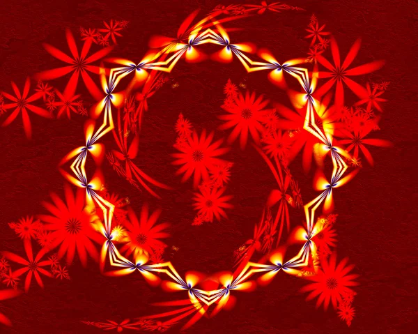 Flores fractales rojas abstractas —  Fotos de Stock