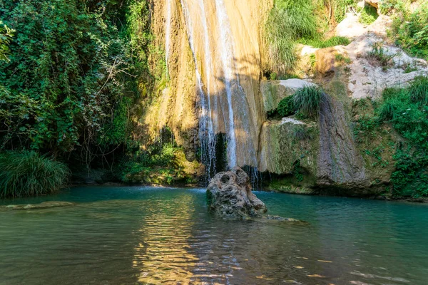 Montanha Lago Cachoeira Stenosia Área Messinia Grécia — Fotografia de Stock