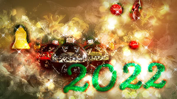 Natal 2022 Fundo Com Bolas Renderização — Fotografia de Stock