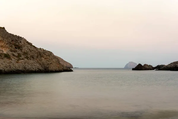 Famosa Playa Rocosa Melidoni Atardecer Kythira Increíble Paisaje Marino Isla —  Fotos de Stock