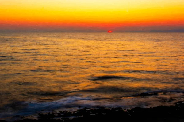 Захід Сонця Островом Кітера Природна Краса Середземноморськими Кольорами Ідилічному Грецькому — стокове фото