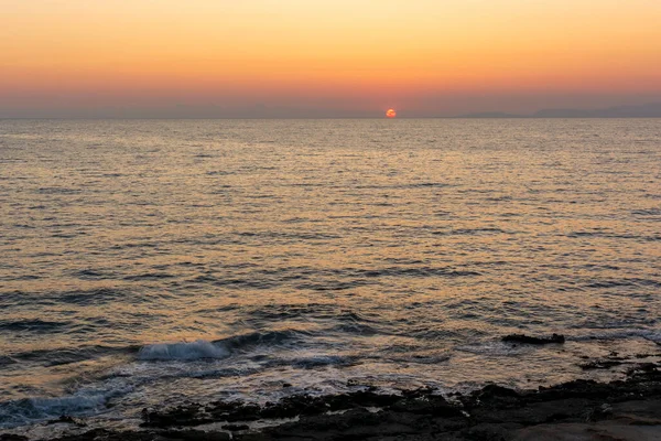 Sonnenuntergang Hinter Der Insel Kythera Natürliche Schönheit Mediterranen Farben Auf — Stockfoto