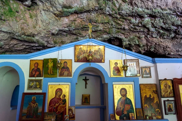 Capilla Agia Sofia Entrada Una Cueva Isla Citira Grecia — Foto de Stock