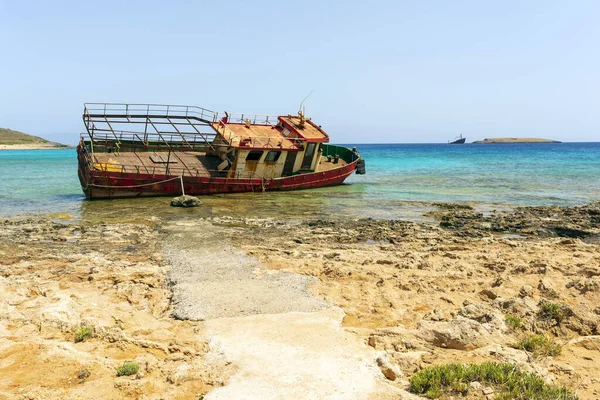 Shipwreck Diakofti Beach Kythera Island Greece Shipwreck Russian Boat Norland — Zdjęcie stockowe