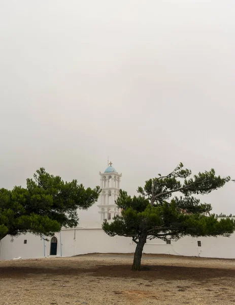 Vista Del Famoso Antiguo Monasterio Agia Elesa Niebla Isla Kythira — Foto de Stock