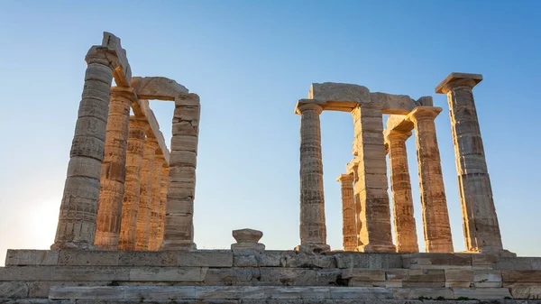 Ruinas Antiguo Templo Poseidón Grecia Cabo Sounio Poseidón Dios Griego — Foto de Stock