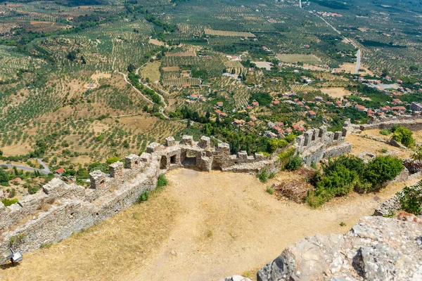 Stone Ruins Buildings Abandoned Mystras Town Peloponnese Greece — Foto de Stock