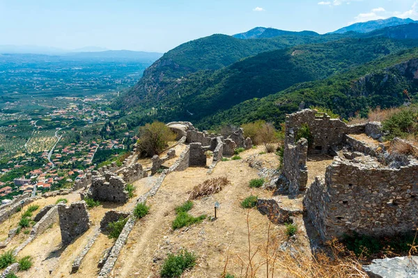 Stone Ruins Buildings Abandoned Mystras Town Peloponnese Greece — 스톡 사진