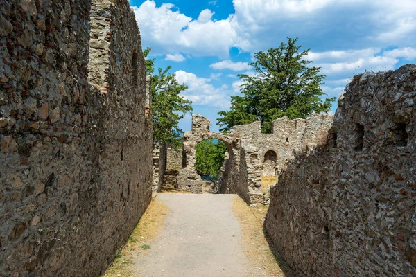 Stone Ruins Buildings Abandoned Mystras Town Peloponnese Greece — Stock Photo, Image