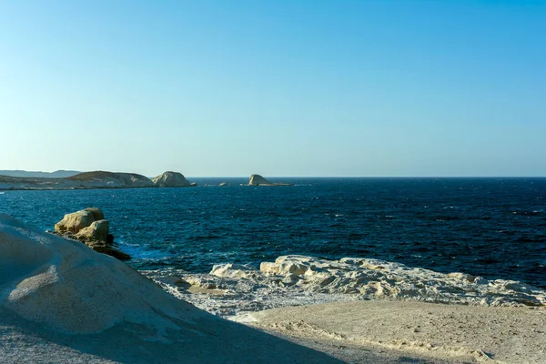 Formación White Rock Cerca Del Mar Sarakiniko Isla Milos Grecia —  Fotos de Stock