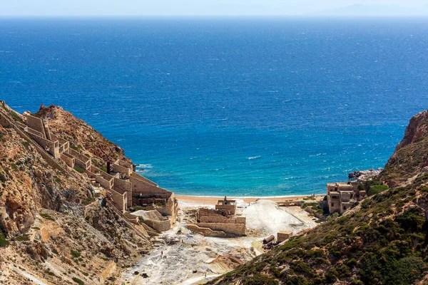 Plaża Pobliżu Kopalni Siarki Opuszczonych Milos Island Cyklady Grecja — Zdjęcie stockowe