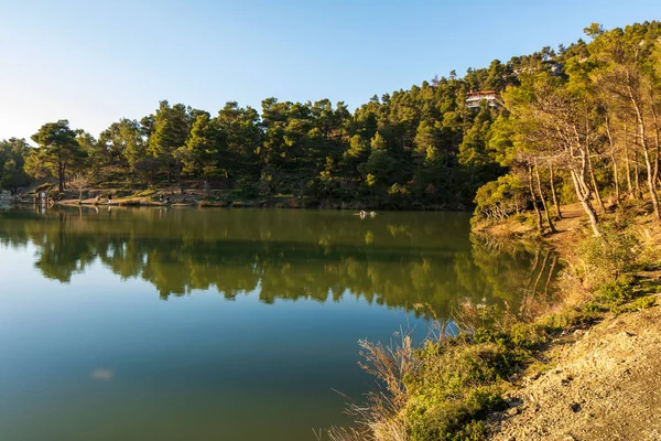 Beletsi Gölü Nün Panoramik Manzarası Gölü Çevreleyen Güzel Doğa Yunanistan — Stok fotoğraf