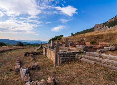 Ruins of the Arcadian gate and walls near ancient Messene(Messini). Greece.